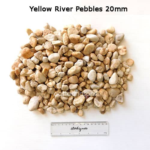 Yellow Colour River Pebbles 20 mm